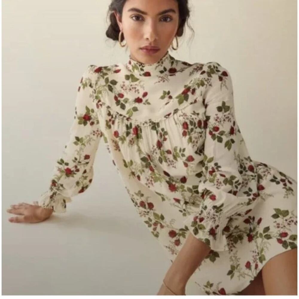 REFORMATION Jourdan Dress‎ Ivory/Floral SZ Small BabyDoll